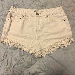 Free People white lace trim shorts